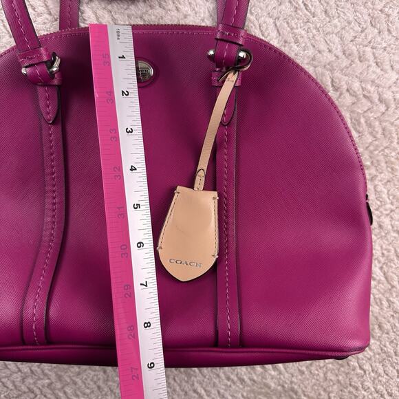 Coach F25671 Peyton Cora Dome Satchel Magenta Saffiano Leather Top Handle Bag - Picture 10 of 16